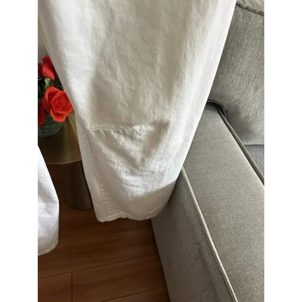 ZARA Barrel Jeans White Wide Leg Size 6 Baggy Boho - Picture 5 of 10